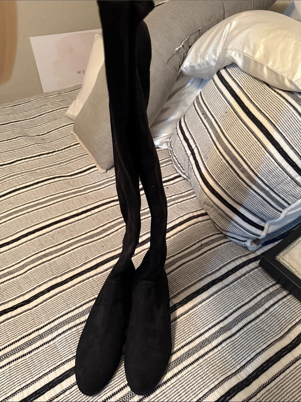 Marc Fisher Black Over-the-Knee Suede Boots with Side Zipper